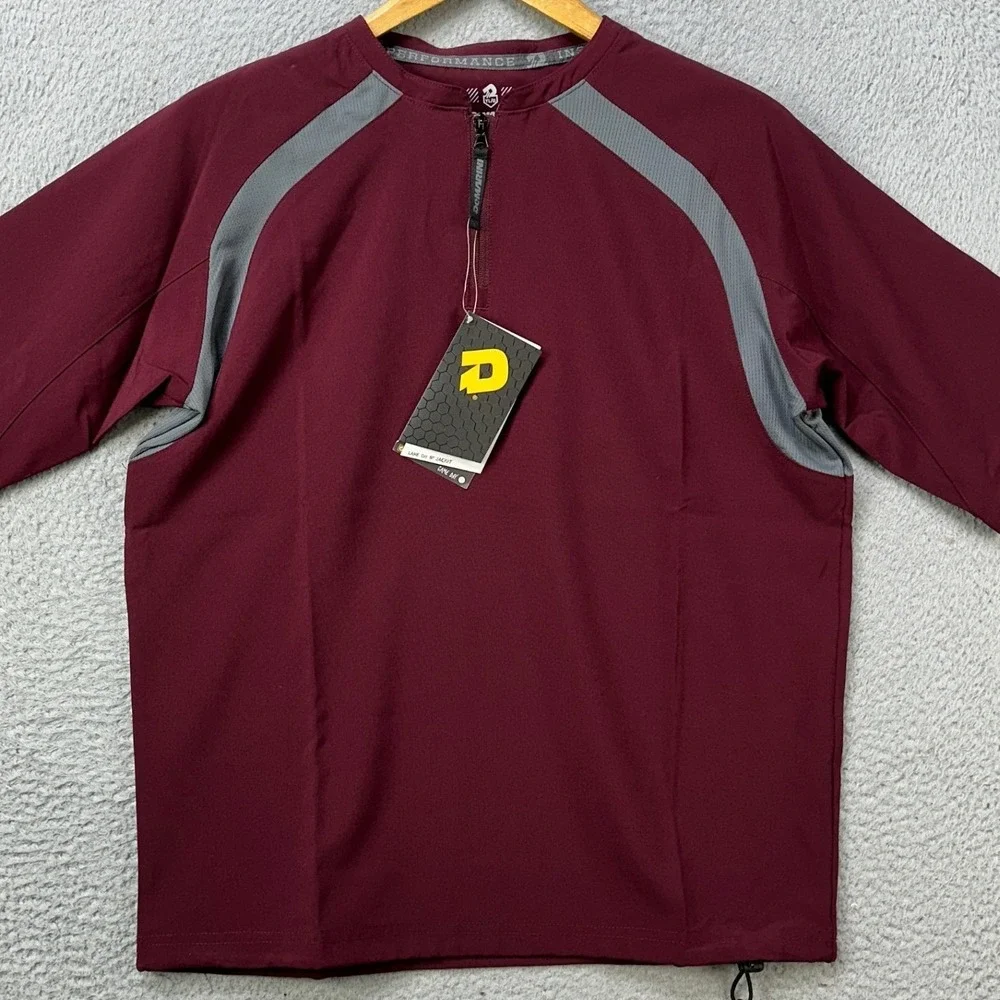 NEW DeMarini Game Day BP Jacket Youth Large Maroon Grey Quarter Zip Short Sleeve